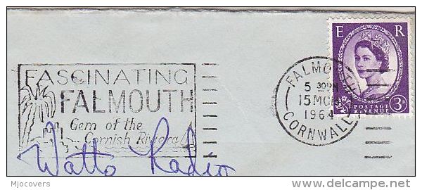 1964 COVER PALM TREE Pic FASCINATING FALMOUTH CORNISH RIVIERA SLOGAN Pmk  Gb Stamps Trees - Trees