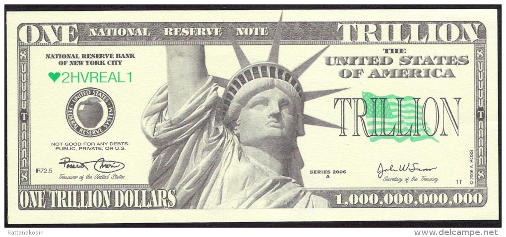 US.A.  FICTIF  1.000.000.000.000  DOLLARS   LIBERTY DATE 2006  UNC. - Specimen