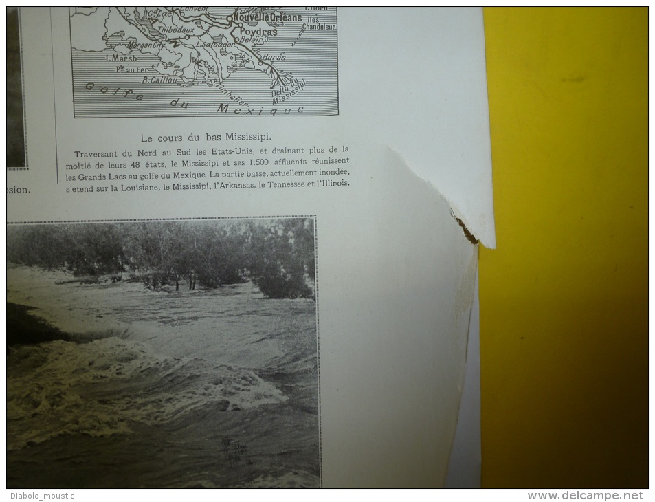 1927 Pubs diverses et automobiles ;Sculpture; Inondation Mississipi (rupture digue Panorama sur le désastre; LITTLE ROCK