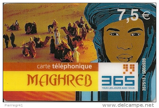 CARTE-PREPAYEE-365-7.5€-M AGHREB-TOUAREGS-Sans Date-V° Code N° Sur Fond Gris-TBE - Autres & Non Classés