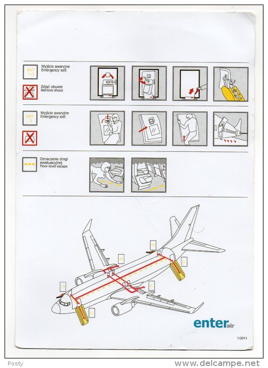 SAFETY CARD - ENTER AIR - B737-800 - A Voir ! - - Safety Cards