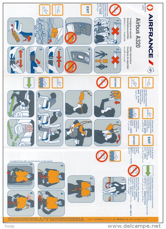 SAFETY CARD - AIR FRANCE - A320 - REF 9005572 - 10/2010 - A Voir ! - - Fichas De Seguridad