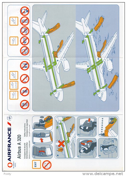 SAFETY CARD - AIR FRANCE - A320 - REF 9005572 - 10/2010 - A Voir ! - - Consignes De Sécurité