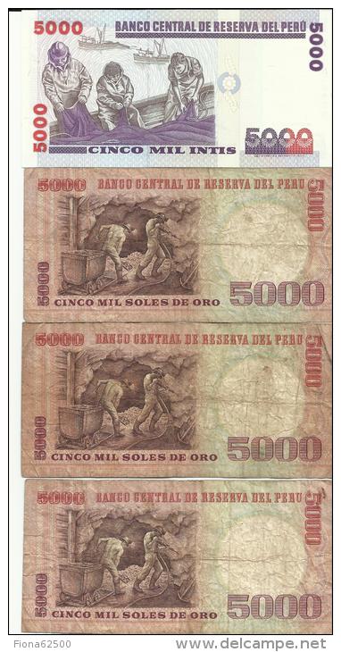 PEROU . LOT DE 4 BILLETS   . - Perú