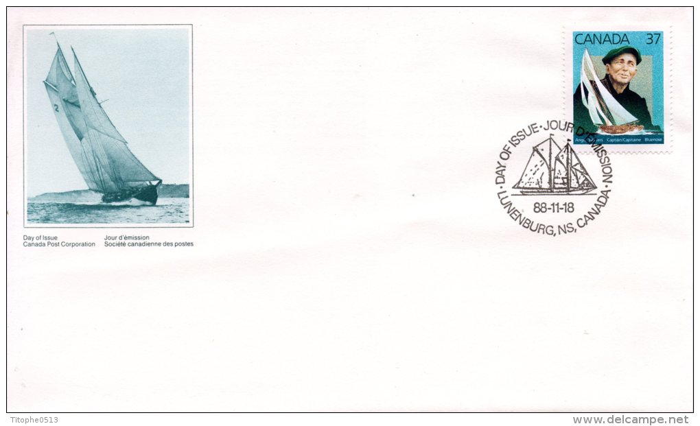 CANADA. N° 1077 Sur Enveloppe 1er Jour (FDC) De 1988. Bateau. - 1981-1990