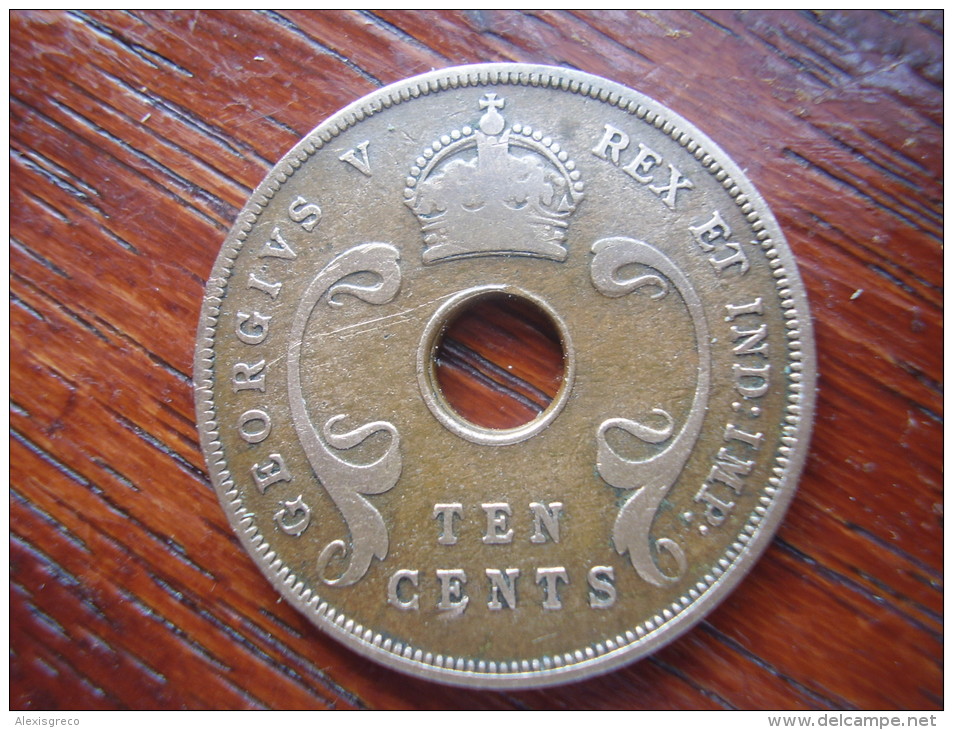 BRITISH EAST AFRICA USED TEN CENT COIN BRONZE Of 1936  - GEORGE V. - Britische Kolonie