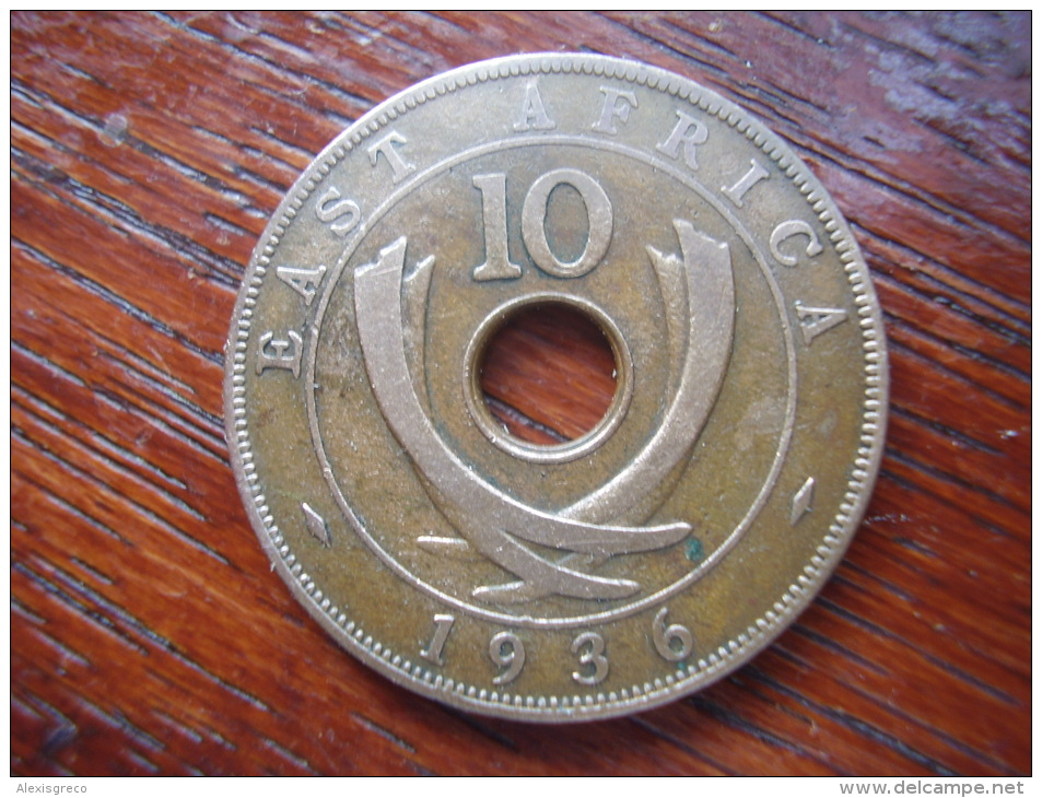 BRITISH EAST AFRICA USED TEN CENT COIN BRONZE Of 1936  - GEORGE V. - Britische Kolonie
