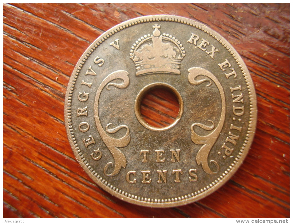 BRITISH EAST AFRICA USED TEN CENT COIN BRONZE Of 1935  - GEORGE V. - British Colony