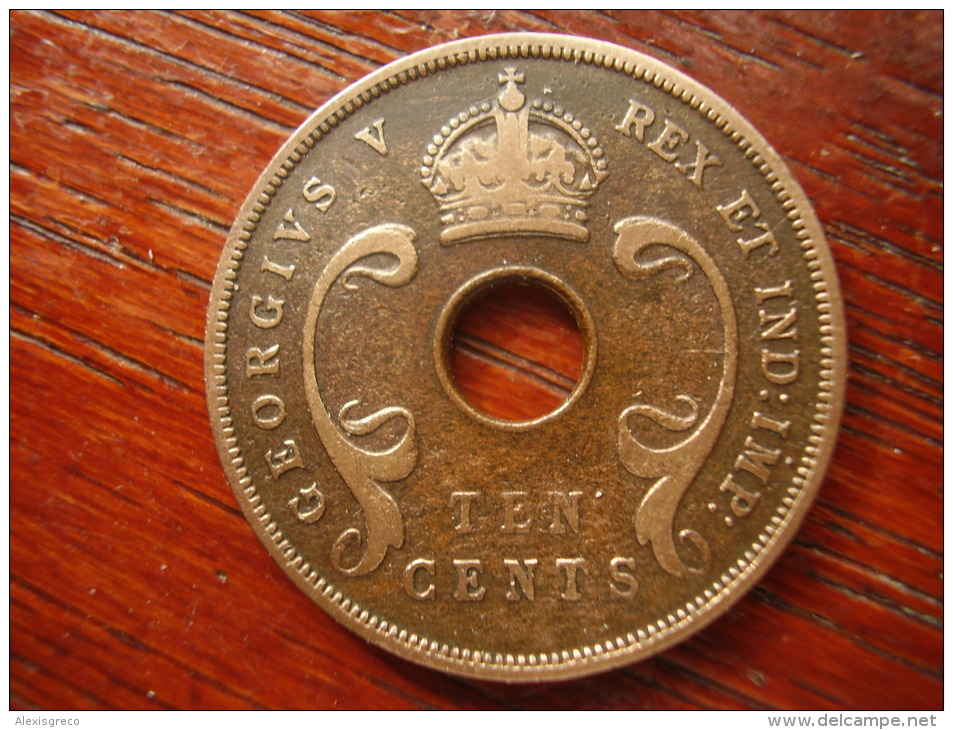 BRITISH EAST AFRICA USED TEN CENT COIN BRONZE Of 1933  - GEORGE V. - British Colony