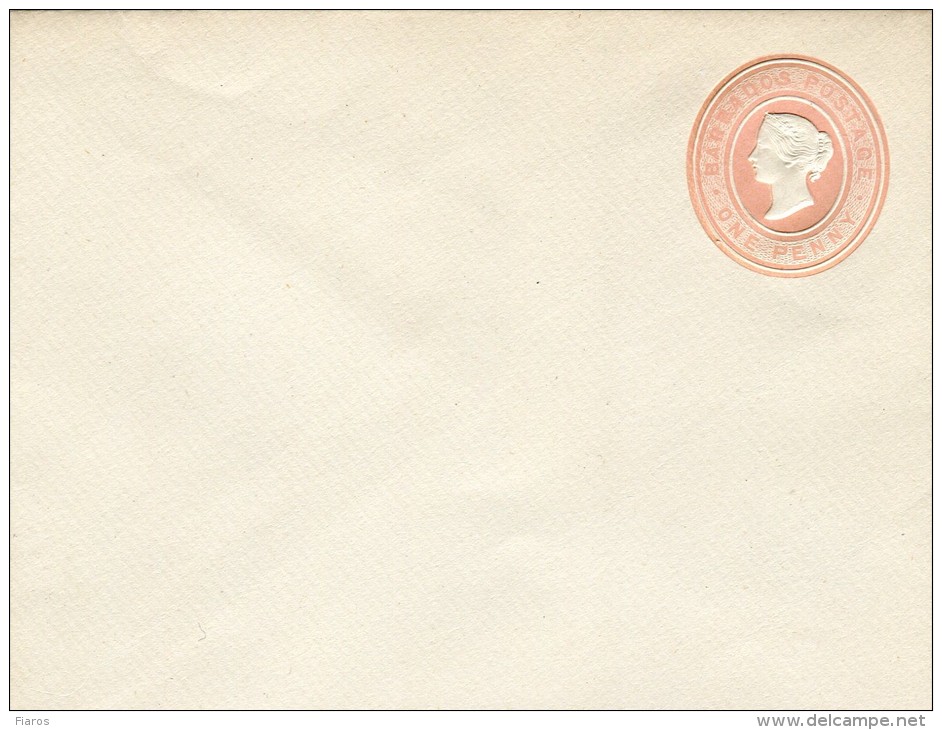 Barbados (Great Britain)- Postal Stationery Envelope With Victoria 1p Value (unused) - Barbades (...-1966)