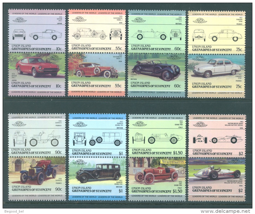 UNION ISLANDS  - 1985 - MNH/*** LUXE - AUTO (III) DATSUN DUESENBERG LAGONDA PANHARD DAIMLER - Mi 110-125 - Lot 8241 - St.Vincent & Grenadines