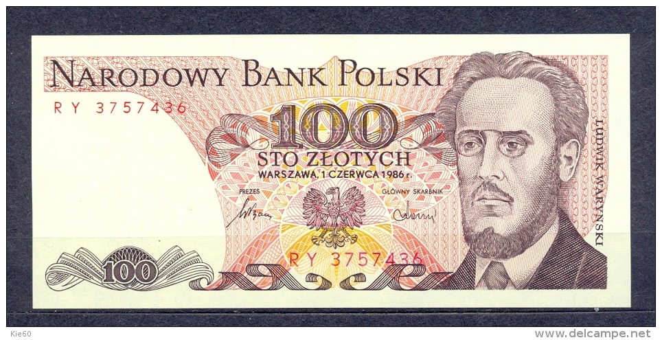 Poland  - 1986  - 100 Zl ..s RY... UNC P143c - Pologne