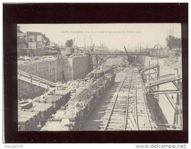 44  St Nazaire Les Travaux De La Nouvelle Entrée Juillet 1903 édit. GID N° 114 Wagon Grus Sur Rails , Précurseur - Saint Nazaire