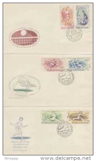 Czechoslovakia-1966 Sports Set 3 FDCs - FDC