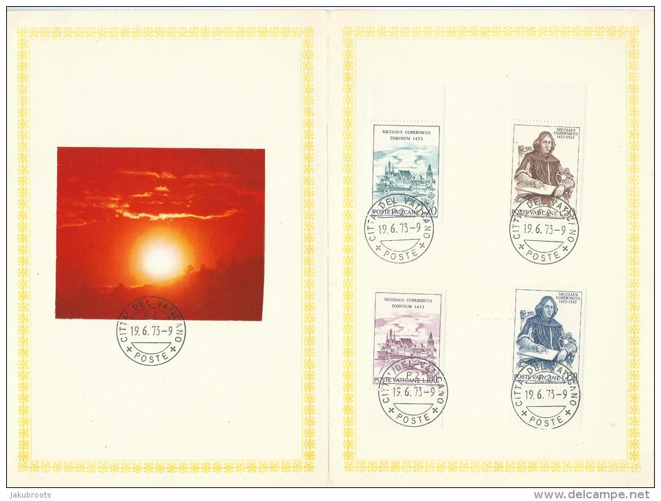 1973. VATICAN. SPECIAL SOUVENIR 4 PAGE FOLDER  WITH SET OF VATICAN STAMPS. - FDC