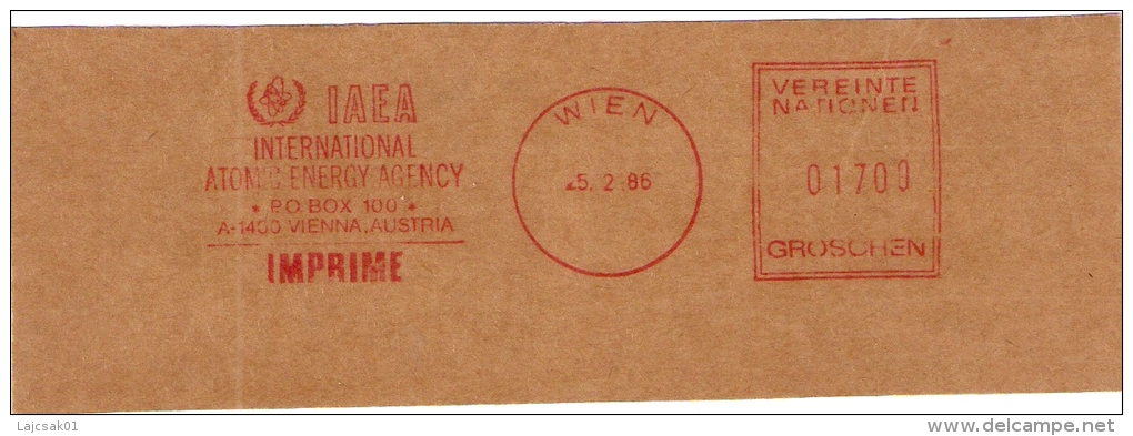 A3  IAEA International Atomic Energy Agency Vienna Machine Stamp Cut Fragment 1986. - Atomo