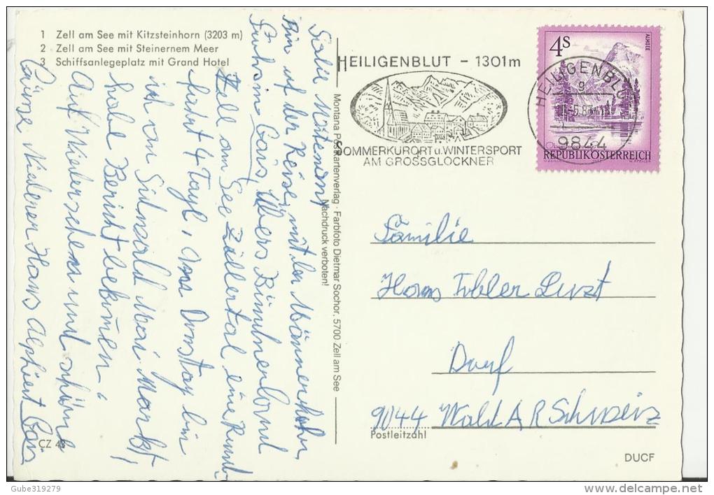 AUSTRIA 1983 - POSTCARD  ZELL AM SEE - 3 VIEWS - ADDR TO SWITZERLAND W 1 ST OF 4 S POSTMARK HEILIGENBLUT+ FLAME REPOS756 - Zell Am See