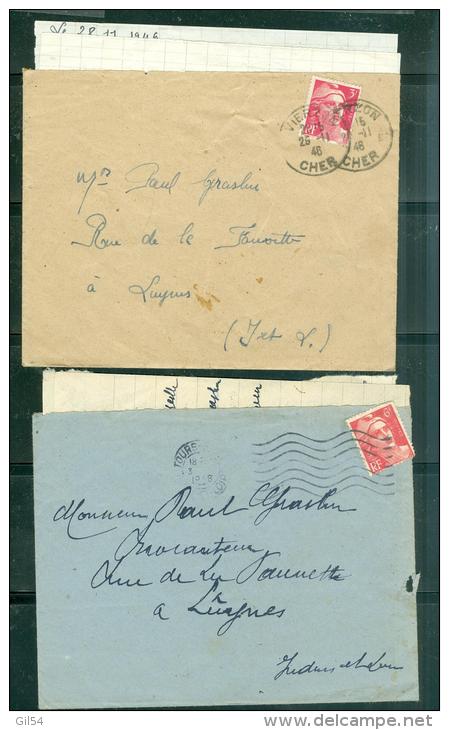 Lot De 10 Lettres Affranchie Par Type Gandon , Avec Le Contenu  - Ay81 - 1945-54 Marianna Di Gandon