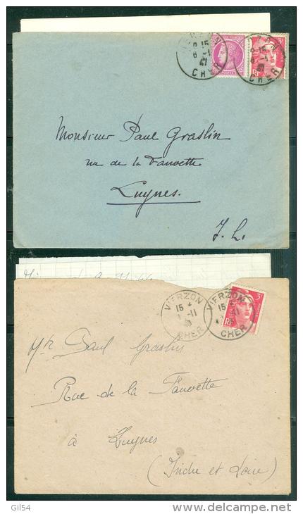 Lot De 10 Lettres Affranchie Par Type Gandon , Avec Le Contenu  - Ay81 - 1945-54 Marianne De Gandon