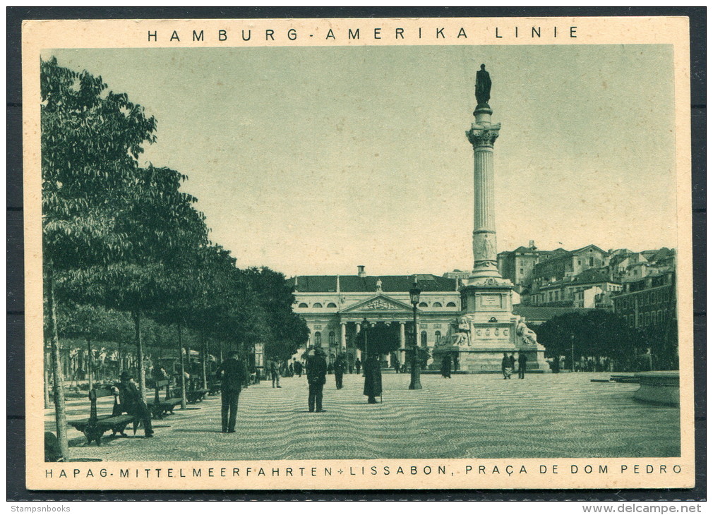 Hamburg-Amerika-Linie, Mittelmeefahrten, Lissabon, Praca De Dom Pedro Portugal HAPAG - Fine Usused Postcard - Steamers