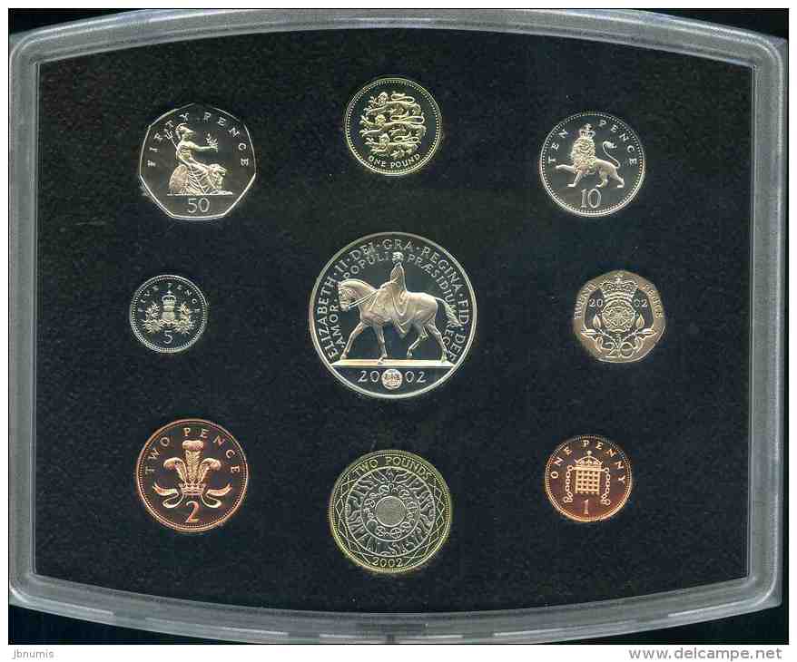 Grande-Bretagne Great Britain Coffret Officiel Proof BE PP 1 Penny à 5 Livres 2002 50 Ans De Elisabeth II KM PS133 - Nieuwe Sets & Proefsets