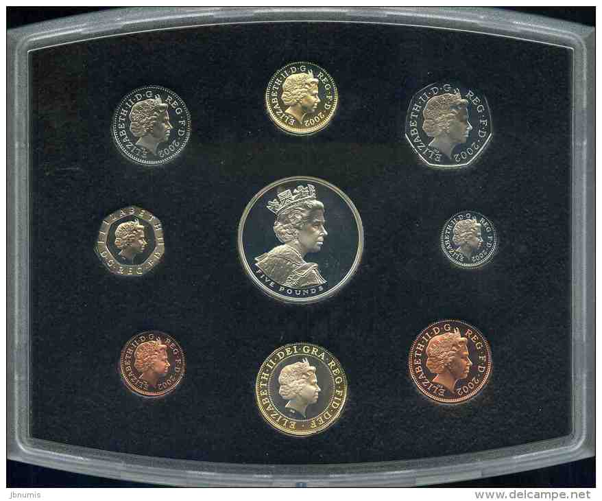 Grande-Bretagne Great Britain Coffret Officiel Proof BE PP 1 Penny à 5 Livres 2002 50 Ans De Elisabeth II KM PS133 - Nieuwe Sets & Proefsets