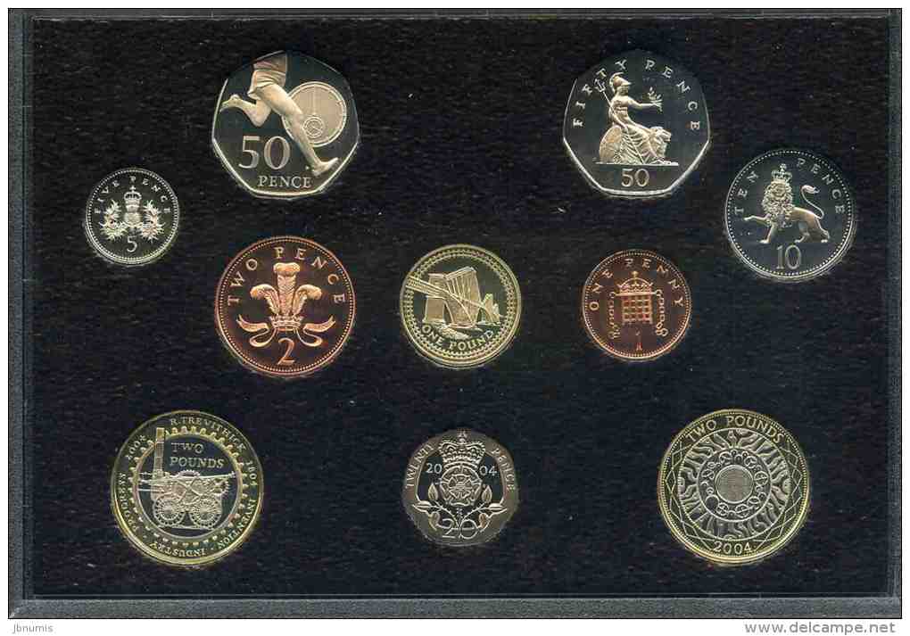 Grande-Bretagne Great Britain Coffret Officiel Proof BE PP 1 Penny à 2 Livres 2004 Locomotive KM PSD138 - Mint Sets & Proof Sets