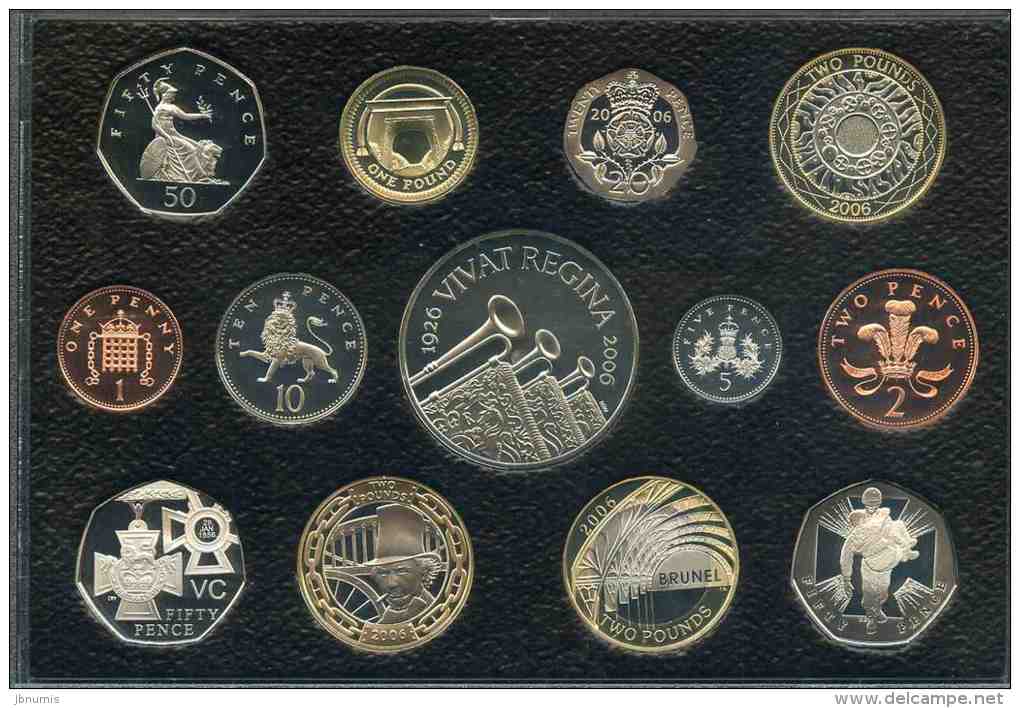 Grande-Bretagne Great Britain Coffret Officiel Proof BE PP 1 Penny à 5 Livres 2006 80 Ans Elisabeth II KM PS148 - Mint Sets & Proof Sets