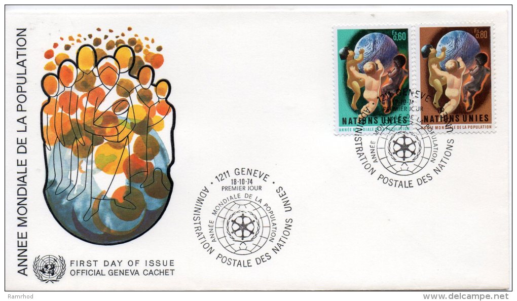 SWITZERLAND UN GENEVA FDC 1974 World Population - FDC