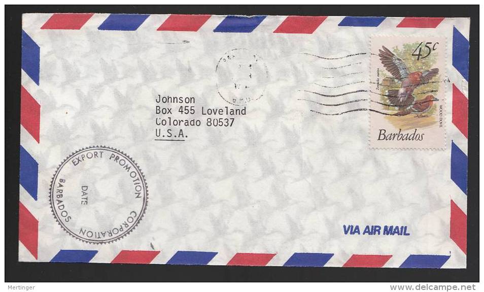 Barbados 1979 Airmail Cover To USA Bird Wood Dove - Barbados (1966-...)
