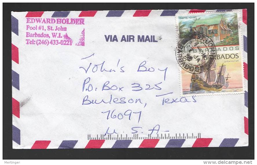 Barbados 1990 Airmail Cover To USA Sailer - Barbados (1966-...)