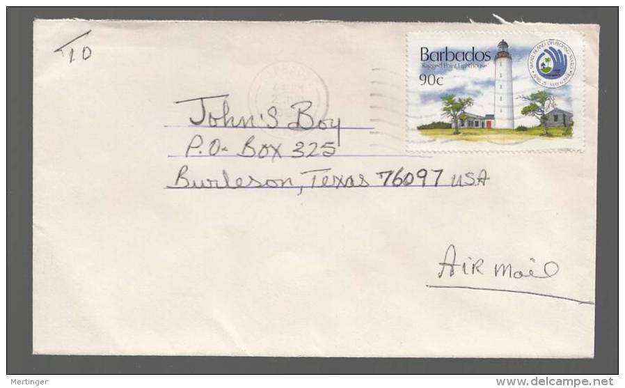 Barbados 1994 Airmail Cover To USA Lighthouse - Barbados (1966-...)