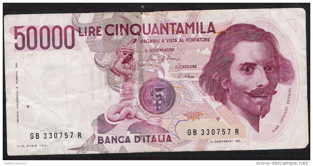 ITALIA  P113a   50.000 LIRE  6.2.1984 #GB/R       VG/F Tear With Tape - 50000 Liras