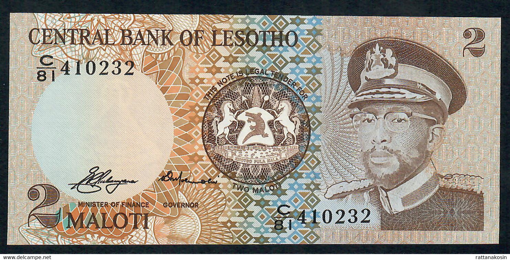 LESOTHO  P4a  2  MALOTI  1981  #C/81   Signature 1   UNC. - Lesotho