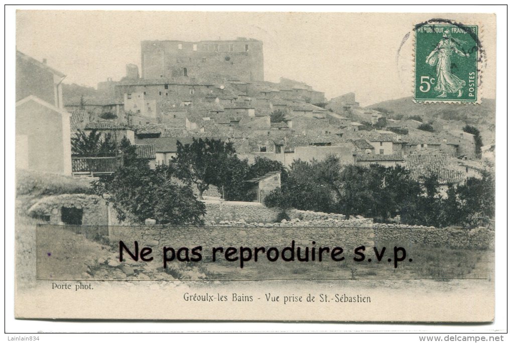 - Gréoux Les Bains - Vue Prise De St.-Sébastien, 1905, Peu Courante, écrite, TBE, Scans. - Gréoux-les-Bains