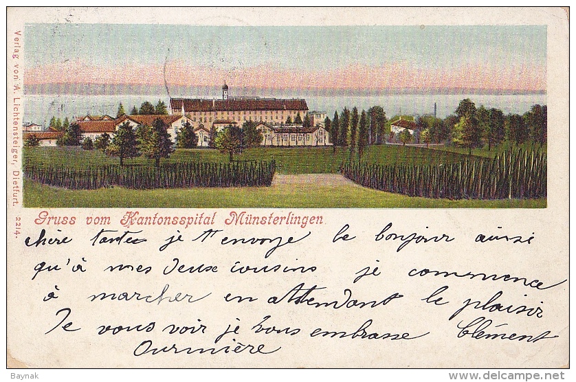TG2  --  GRUSS VOM KANTONSSPITAL MUNSTERLINGEN  --  1904 - Münsterlingen