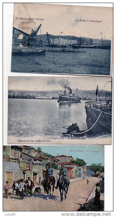 SALONIQUE  Le LOT De 3 Cartes    Le Port,  Le Faubourg  D175 - Greece