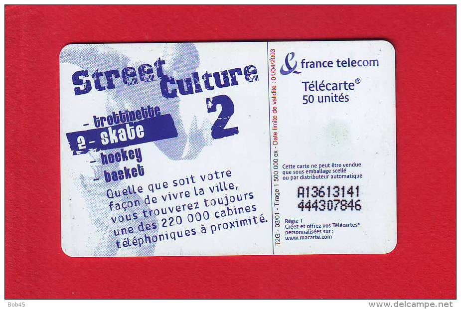 40 - Telecarte Publique Street Culture Skate ( F1135) - 2001