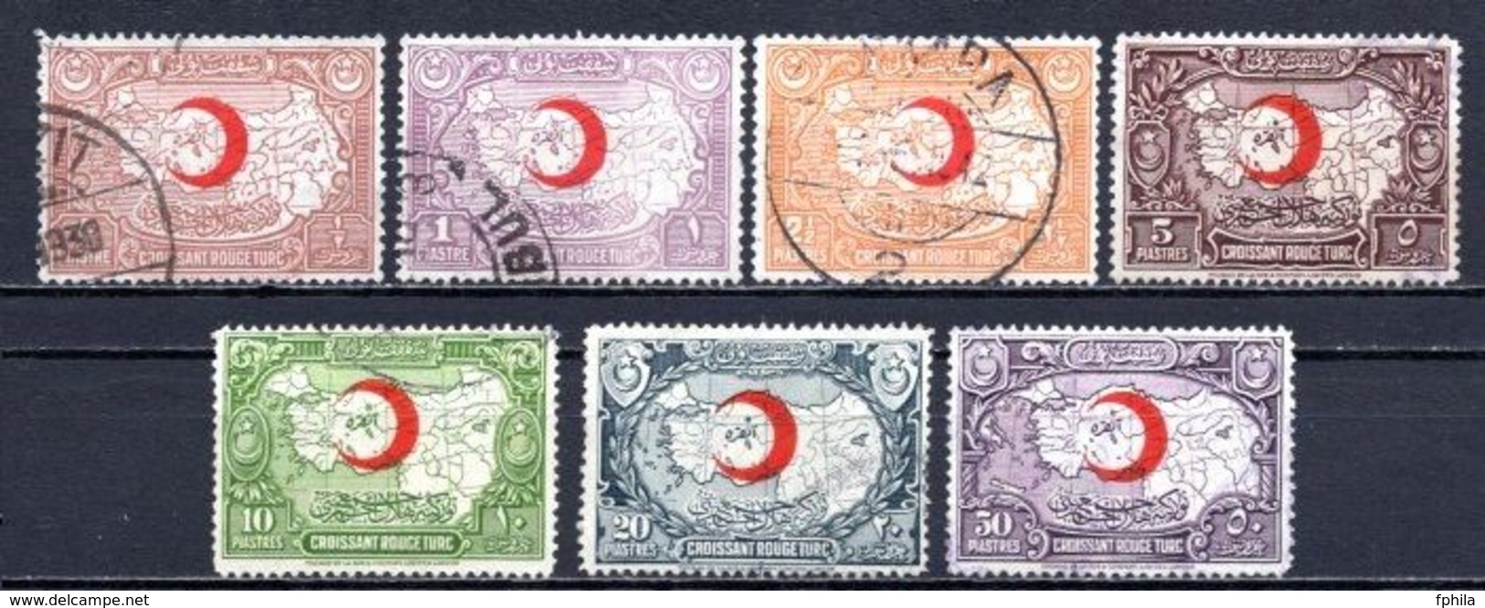 1928 TURKEY LONDON PRINTING TURKISH LEAGUE OF THE RED CRESCENT CHARITY STAMPS USED - Timbres De Bienfaisance