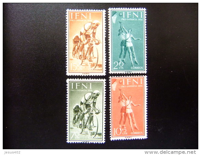 IFNI 1958 DEPORTES CICLISMO + BALONCESTO Edifil 145 /148 ** Yvert 119 /122 ** MNH - Ifni