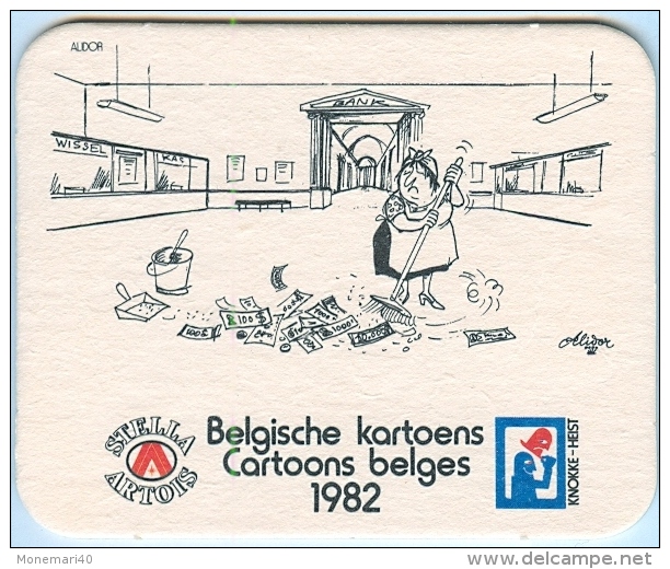 Sous-bock STELLA ARTOIS  -  BELGISCHE CARTOONS - CARTOONS BELGES 1982 - KNOKKE-HEIST (Dessin Aldor) - Beer Mats