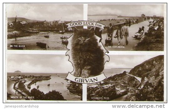 GOOD LUCK FROM GIRVAN - REAL PHOTOGRAPHIC MULTI VIEW - POSTED 1943 - Ayrshire