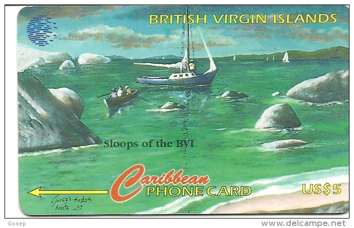 British Virgin Islands-(bvi-218a)-sloops Of The Byi)-(193cbuf003745)--us$5-used Card+1 Card Prepiad Free - Maagdeneilanden