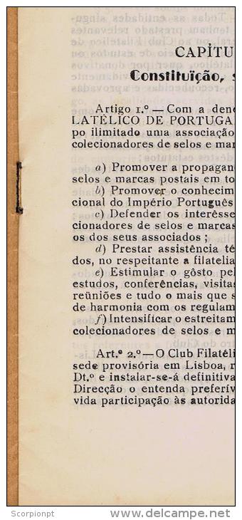 Portugal Lisboa 1944 RARE RARE RARE Printed 1945 Original Book Estatutos Cfp Clube Filatelico Portugal  Sp2618 - Briefe U. Dokumente