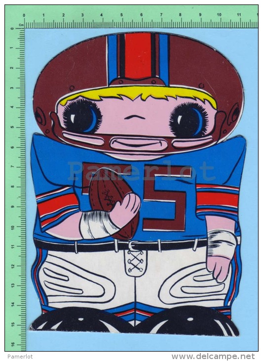 Forme De Petit Joueur Football Americain ( Kut Kards Die Cut Cards Decoupis Cir: 1980 ) Large Carte Postale  Post Card - Non Classés