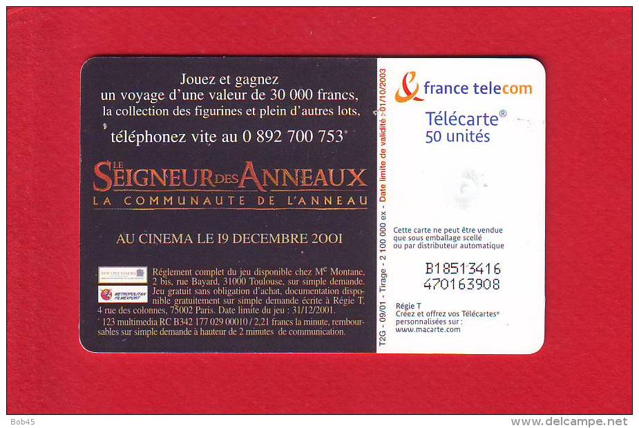 49 - Telecarte Publique Seigneur Des Anneaux 2 Yeux Ouverts ( F1176) - 2001