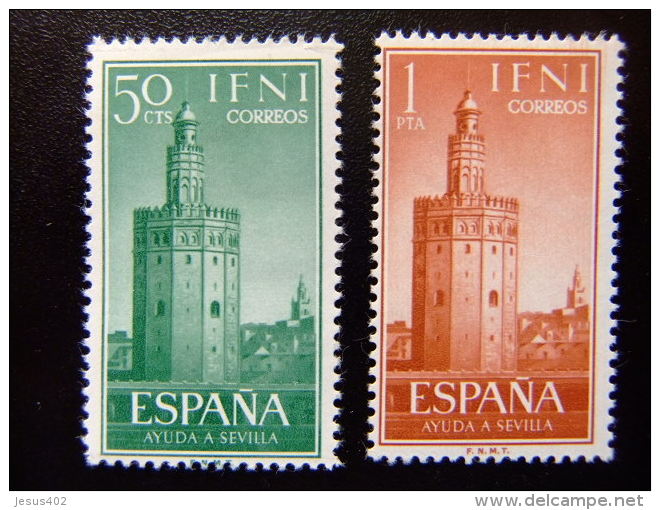 IFNI  -- Año 1963   AYUDA  A SEVILLA - TORRE DEL ORO   --  EDIFIL  Nº 193 / 194 ** MNH --  YVERT Nº 167 / 168 ** MNH - Ifni