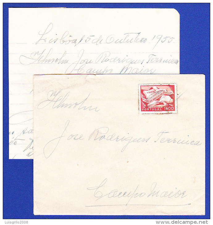 ENVELOPPE AVEC LETTRE  --  CAMPO MAIOR  - 15 . OUT. 1955 - Covers & Documents