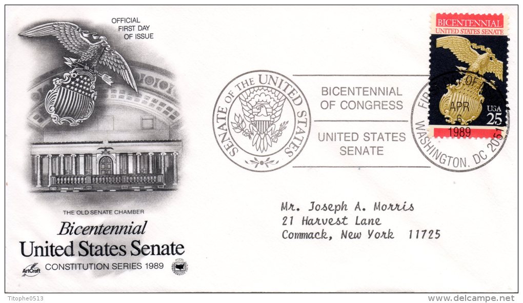 USA. N°1862 Sur Enveloppe 1er Jour (FDC) De 1989. Le Sénat. - Unabhängigkeit USA