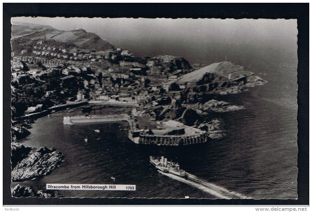 RB 932 - Real Photo Postcard - Ilfracombe From Hillsborough Hill - Devon- Paddlesteamer Boat Ship - Ilfracombe